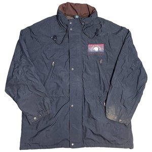 Vintage Hodag County Festival Navy Windbreaker Jacket with Hood